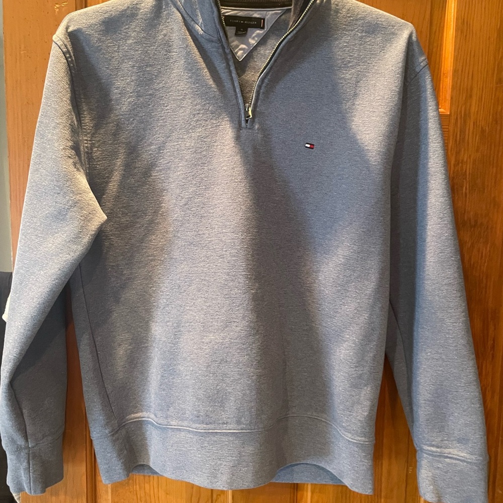 Tommy Hilfiger Men's Light Blue Zip-Neck Sweater
